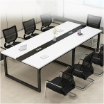 Modern Wooden Conference Table with Metal Frame
