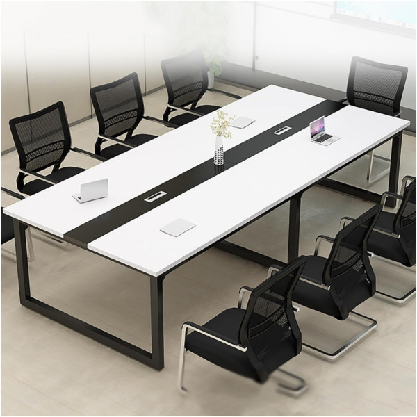 Modern Wooden Conference Table with Metal Frame