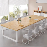 Modern Wooden Conference Table with Metal Frame