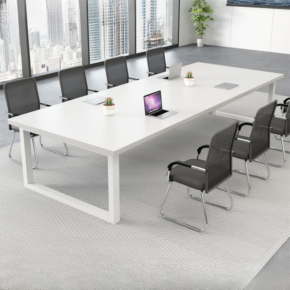 Modern Wooden Conference Table with Metal Frame