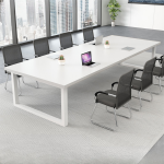 Modern Wooden Conference Table with Metal Frame