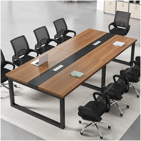 Modern Wooden Conference Table with Metal Frame